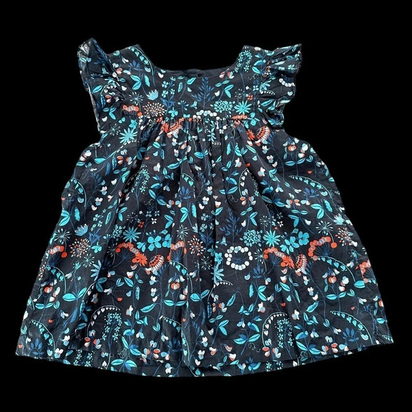 Jacadi Paris Girls size 10 Blue Floral Flutter Sleeve Babydoll Top Designer - Picture 1 of 4